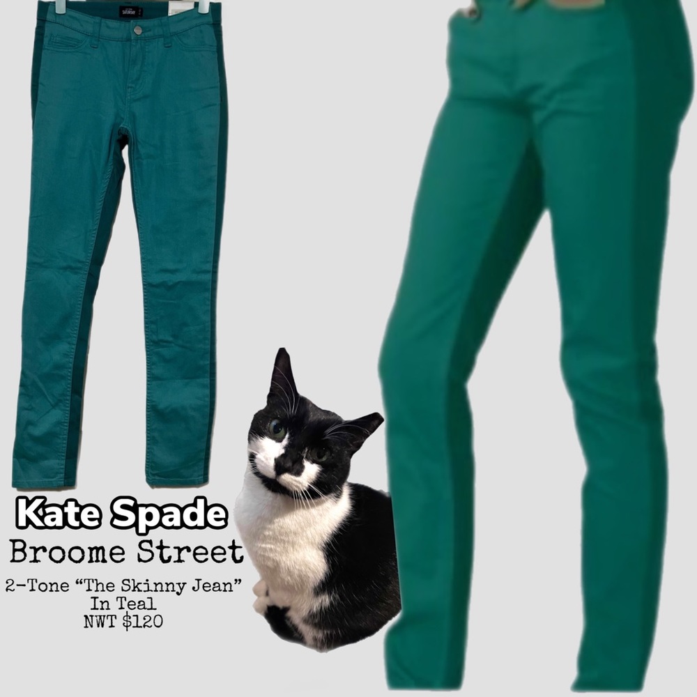 NWT $120 Kate Spade | Saturday | Host Pick | 2-Tone Skinny Jeans | Teal | Green